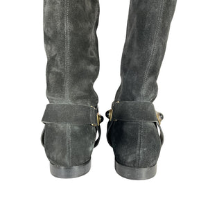 Etro Suede Black Crown Me Knee High Boots Size EU 40 / US 10