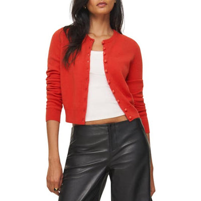 Reformation Recycled Red Caspia Cardigan Sweater Size XL