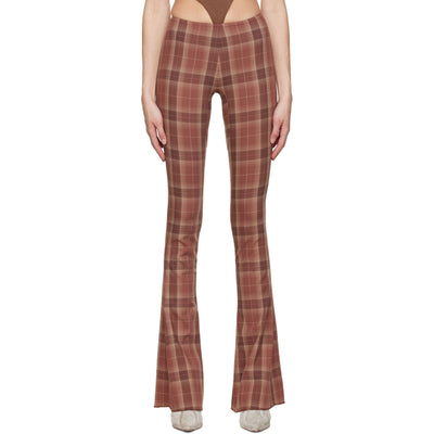 Knwls Tailored Brown Plaid Flare Pants Size 8