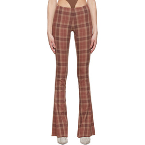 Knwls Tailored Brown Plaid Flare Pants Size 8