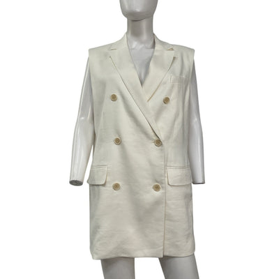 Theory Tailored White Linen Blazer Vest Size S