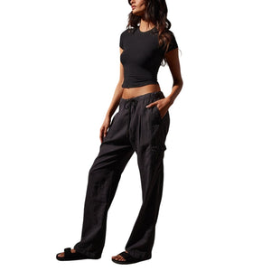 James Perse Relaxed Black Pleated Cargo Pants Size 2