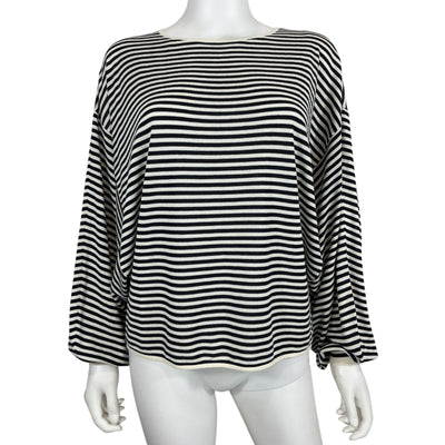 Frame Relaxed Cream Black Striped Slouchy Sweater Size S
