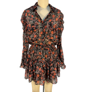 Misa Los Angeles Floral Black Anika Dress Size S