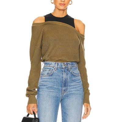 Veronica Beard Off Shoulder Green Prescott Sweater Size S
