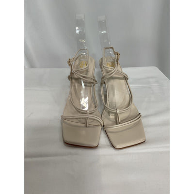 House Of Harlow 1960 White Sol Ankle Strap Square Toe Heel Size 8