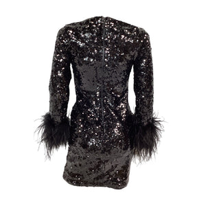 Alice + Olivia Sequined Black Delora Mini Dress Size 2