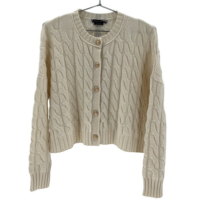 Neiman Marcus Cable Knit Beige Cecilie Cardigan Size M