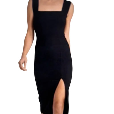 Reformation Ribbed Black Cassie Midi Dress Size M