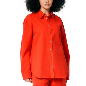 Tibi Twill Red Easy Shirt Size S