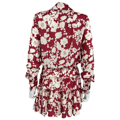 Alexis Floral Red Tiered Ruffle Dress Size S