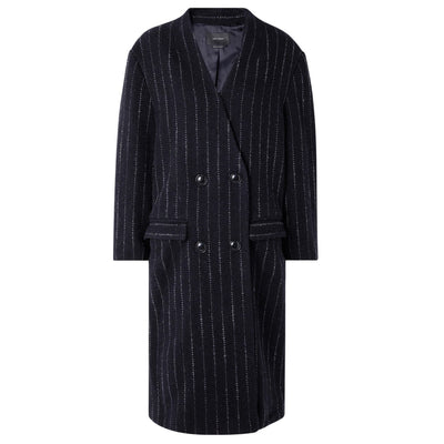 Isabel Marant Pinstriped Wool Midnight Blue Licia Coat Size 36 EU / US 4
