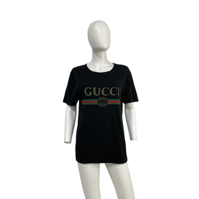 Gucci Classic Black Logo T-Shirt Size XS