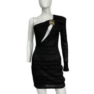 Michael Costello Sleek Black Madeline Mini Dress Size M
