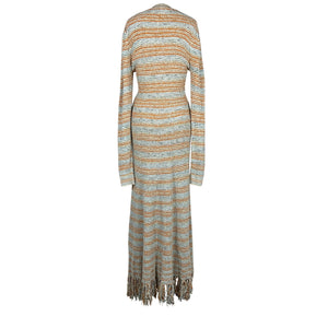 Ulla Johnson 'Allard' Orange Cotton Striped Knit Maxi Dress Size M