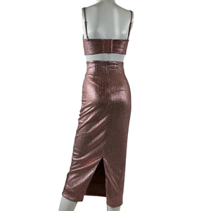 Michael Costello Shimmering Pink Yvonne Midi Dress Size XXS