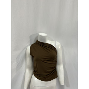 Posse 'Mason' Brown Viscose One Shoulder Top Size S