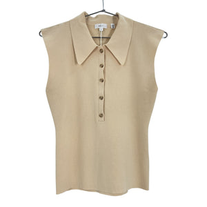 A.L.C. Knit Beige Taylor Polo Top Size S