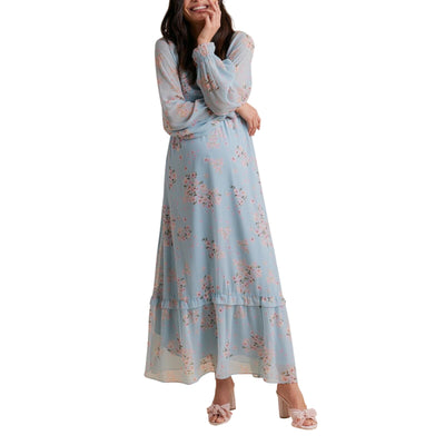 Hatch x A Pea In A Pod Smocked Blue Empire Waist Maxi Dress Size XS