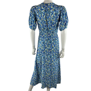 Faithfull The Brand Floral Blue Bellavista Midi Dress Size S NWT