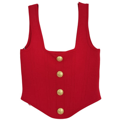 L'Agence Buttoned Red Saga Corset Top Size XXS
