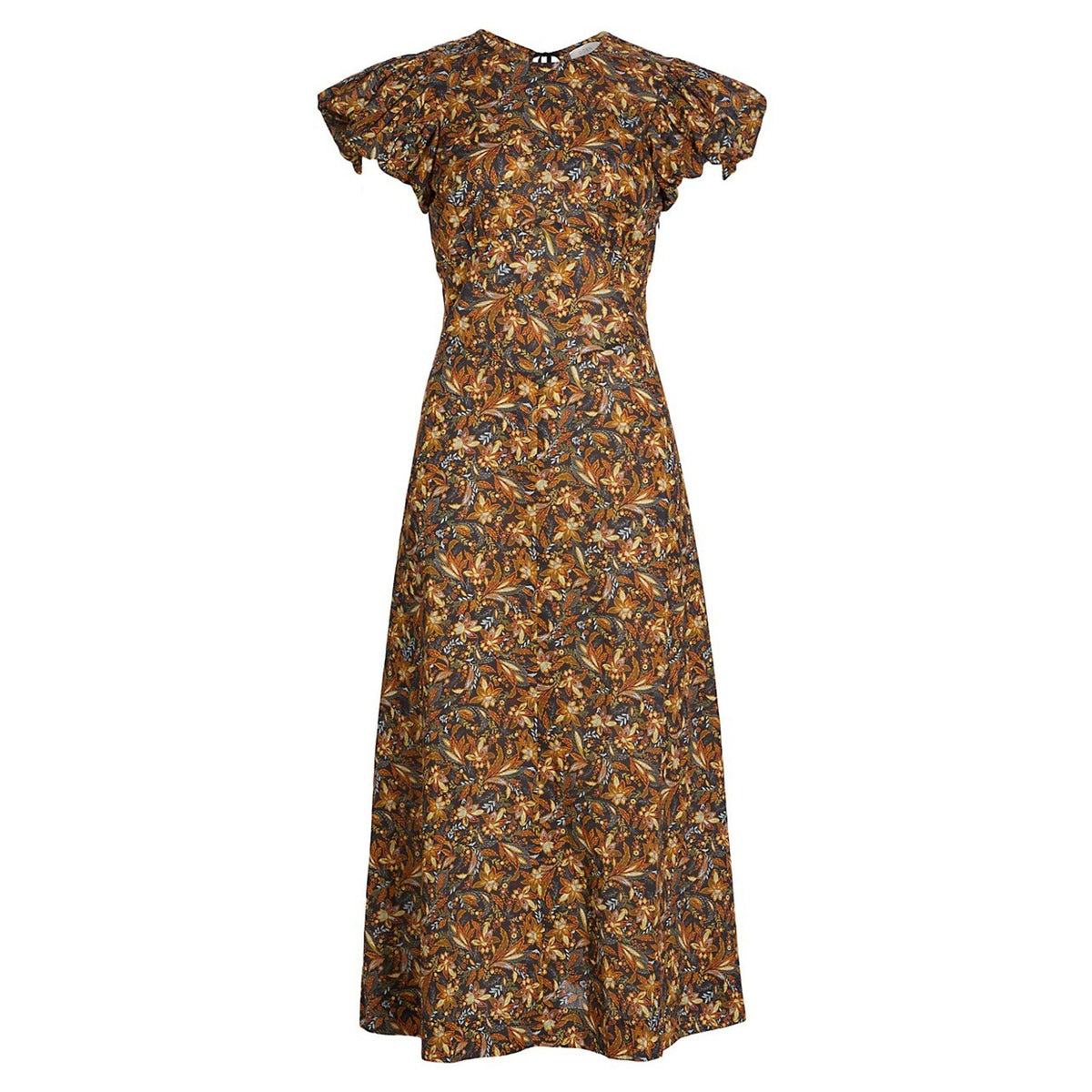 Dôen 'Rhodia' Blue Cotton Floral Cotton Midi-Dress Size XS