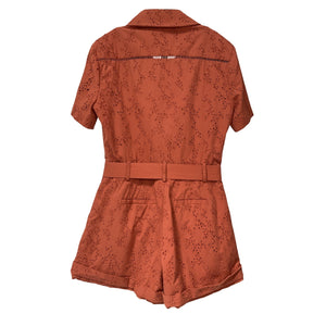 Simkhai Embroidered Brown Eyelet Romper Size 2