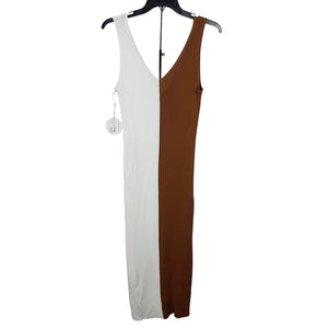 Staud Sleek Tan/White Dana Size L Dress NWT