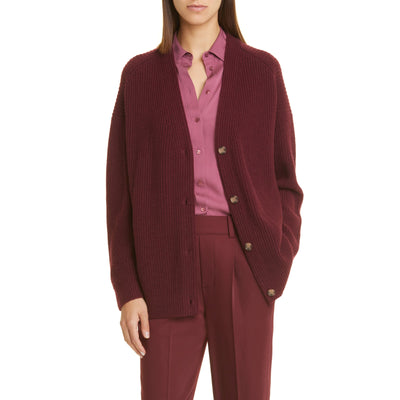 Vince Oversize Wool & Cashmere Red V Neck Cardigan Size XS