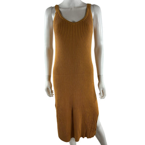 Naadam Ribbed Orange Silk Cashmere Midi Dress Size S