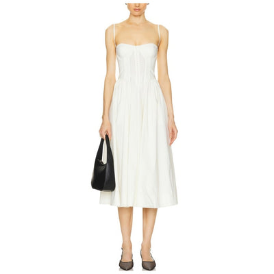 Lpa Structured Beige Sarita Midi Dress Size S