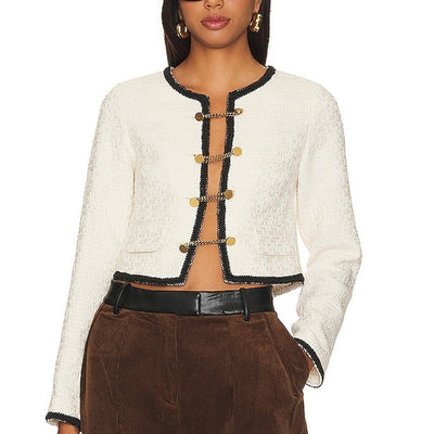 Line & Dot Textured Beige Avery Jacket Size M