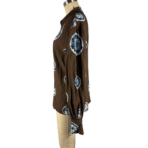 Alexis Printed Sapphire Brown Merlin Blouse Size XS