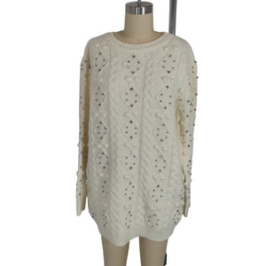 Retrofête Embellished Cream Maple Sweater Size XS NWT