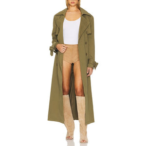 Aexae Belted Army Green Cargo Trench Coat Size M NWT