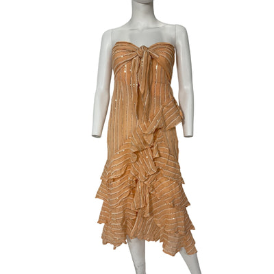 Sundress Sequined Peach Ilanila Dress Size S NWT