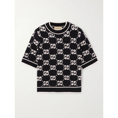 Gucci Monogrammed Black Gg Jacquard Boucle Sweater Size L
