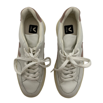 Veja Suede Trimmed White V-12 Sneakers Size 7
