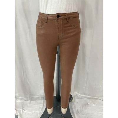 L'Agence 'Margot' Brown Metallic Coated Crop Skinny Denim Jeans Size 27