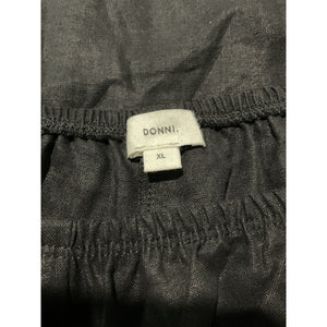 Donni. 'The Linen' Black Crop Stripe Pant Size XL
