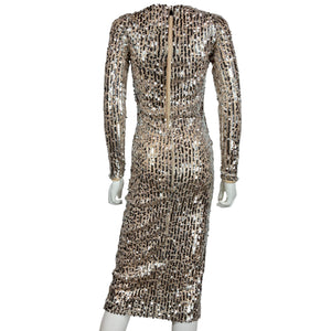 Le Superbe Sequined Beige Studio 54 Kate Midi Dress Size XS