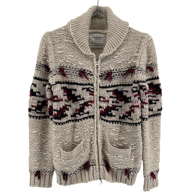 Isabel Marant Intarsia Ecru Thylane Cardigan Size EU 36 / US 4