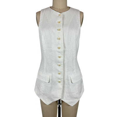 Helsa Tailored Natural White Button Front Tunic Top Size S