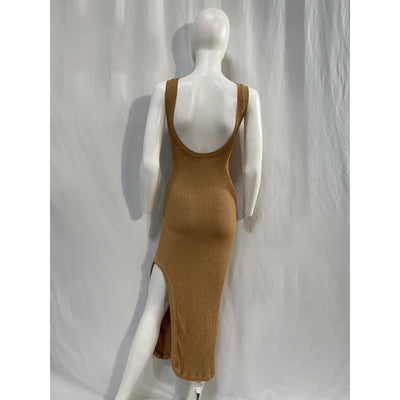 Alix Nyc 'Palma' Brown Viscose Rib Knit Tank Midi Dress Size M