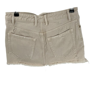 Retrofête Distressed Cream Vanessa Mini Skirt Size 24