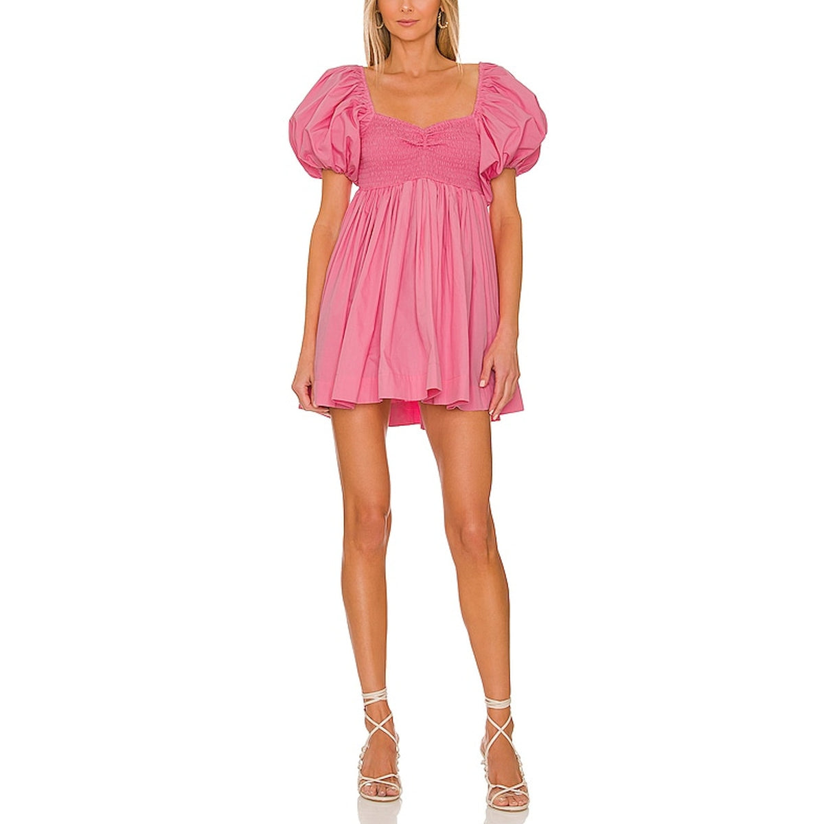 Swf Smocked Floss Puff Sleeve Mini Dress Size S