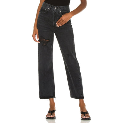 Agolde Distressed Black 90s Crop Denim Jeans Size 24