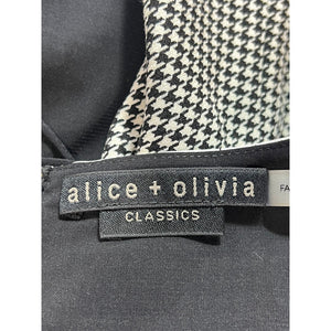 Alice + Olivia Classic Black Ecru Houndstooth Sima Dropwaist Mini Dress Size 4