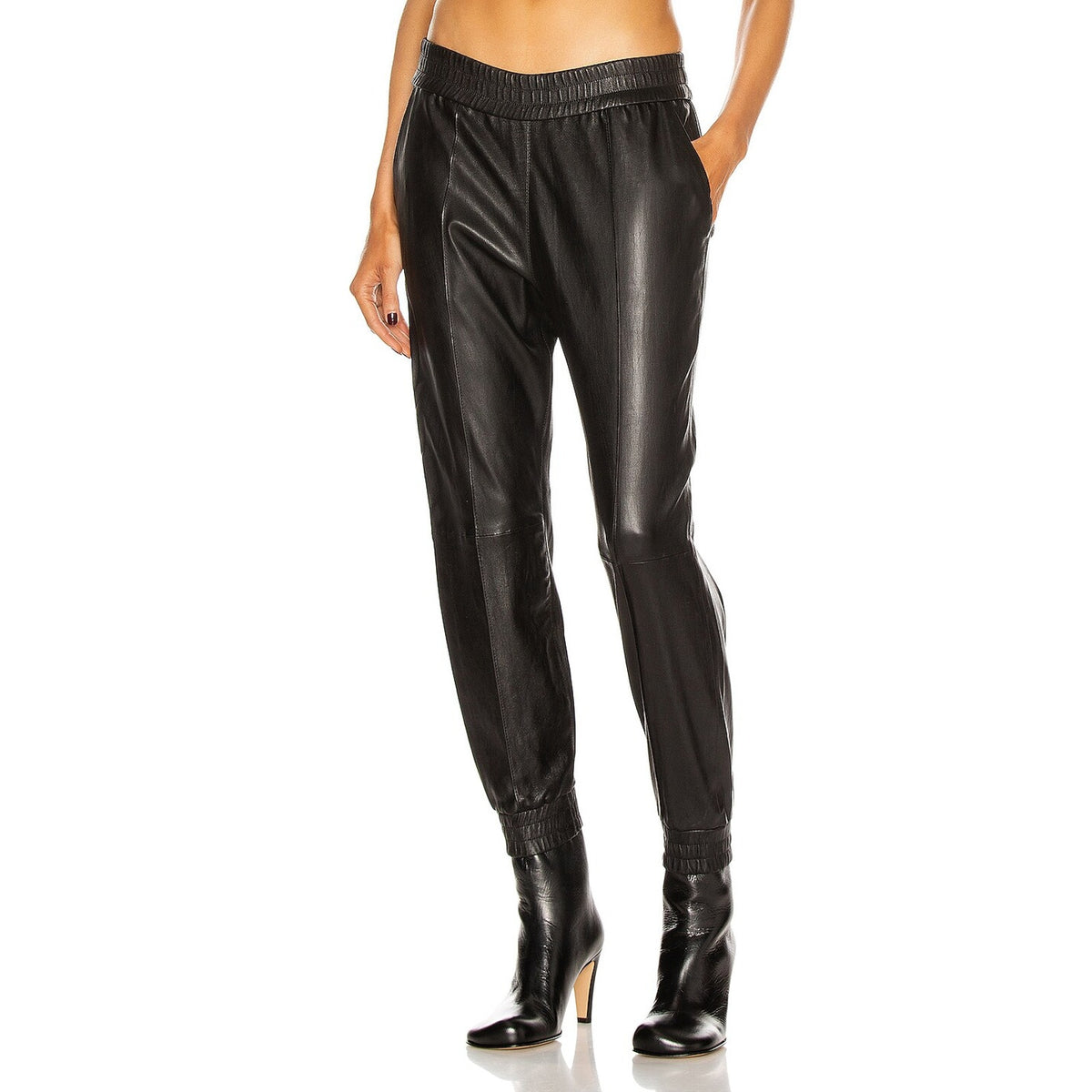 Sprwmn Sleek Black Cuffed Jogger Pants Size S NWT