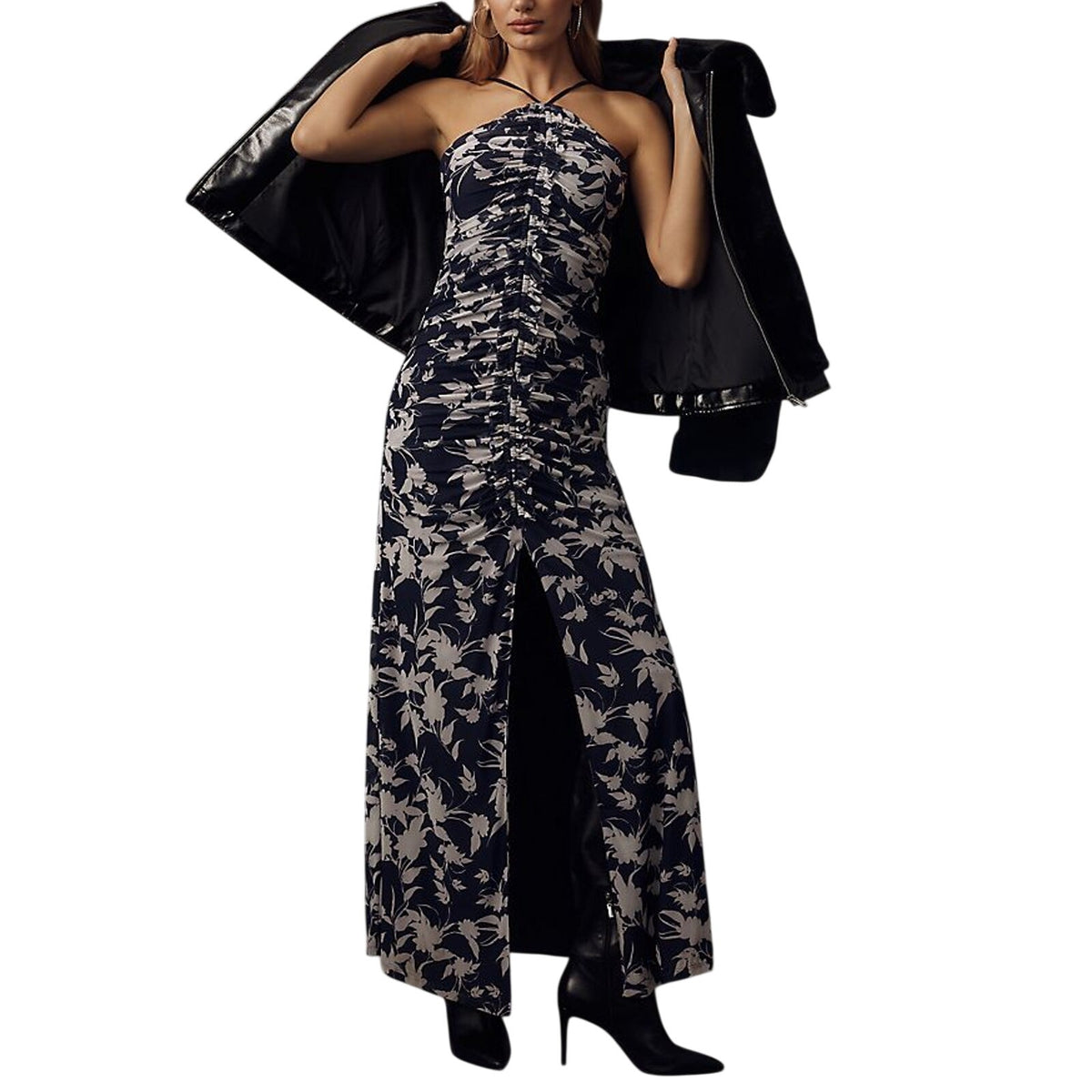 Ml Monique Lhuillier Ruched Multicolor Giuliana Maxi Dress Size 0